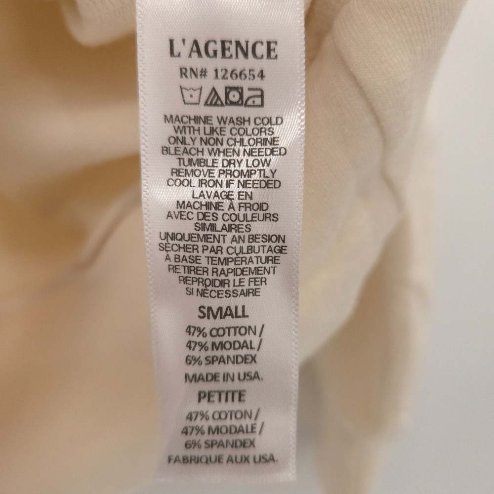 L'Agence Kimora Sweatshirt Women Small Vintage White Scoop Neck Pullover - Picture 6 of 7
